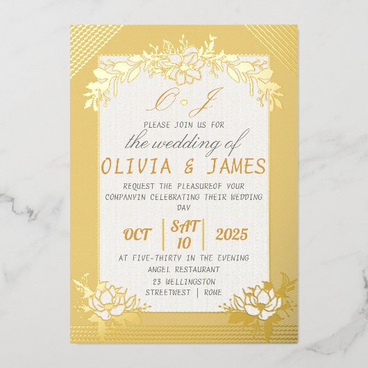 Gold Foil Wedding Invitation Premium Foil (Recto)