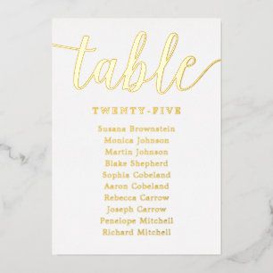Gold Foil Wedding Table Numbers Foto Backer Folie Uitnodiging