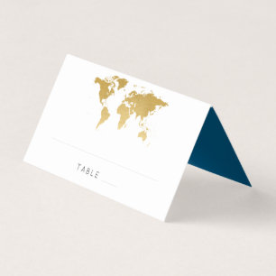 Gold Foil Wereldkaart Bestemming Reisplaatskaart Visitekaartjes