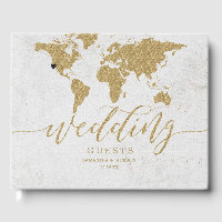 Gold Foil Wereldkaart Destination WeddenMonogram
