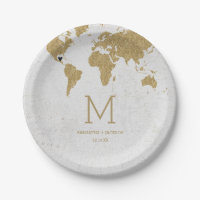 Gold Foil Wereldkaart Destination WeddenMonogram