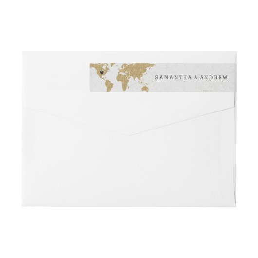 Gold Foil Wereldkaart Destination Wedding (Achterkant)