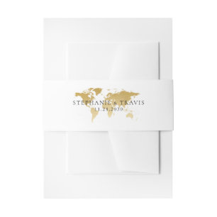 Gold Foil Wereldkaart reisthema Uitnodigingen Wikkel