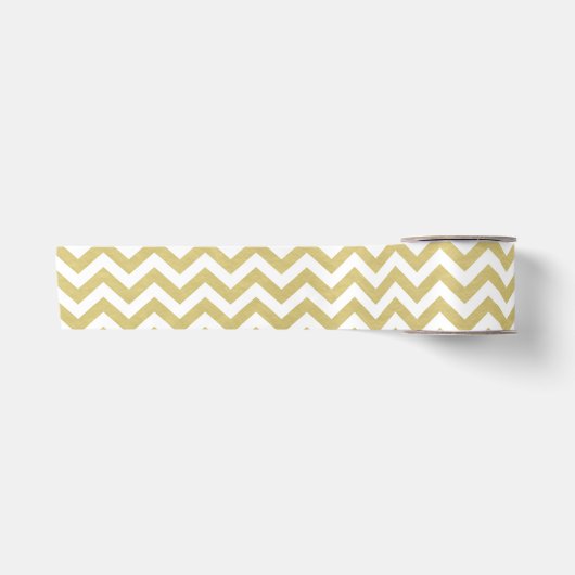 Gold Foil White Chevron Pattern Lint (Voorkant)