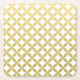 Gold Foil White Diamond Cirtern Pattern Vierkante Kartonnen Onderzetter