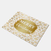 Gold Foil & White Holly Winter Kerstmis Deurmat (Schuin)