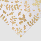 Gold Foil & White Holly Winter Kerstmis Tissuepapier (Detail)