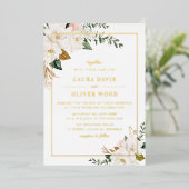 Gold Foil white magnolia floral wedding invitation (Debout devant)