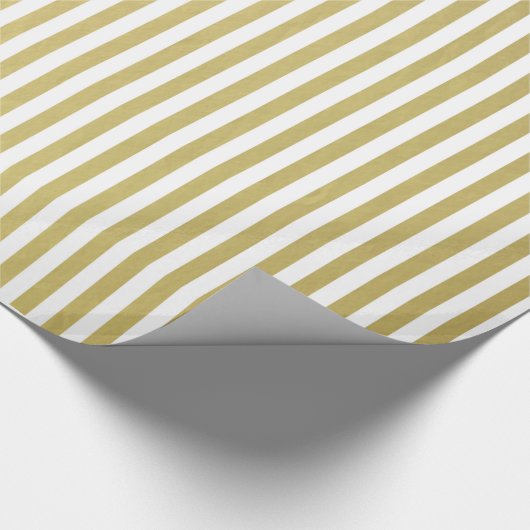 Gold Foil White Stripes Pattern Cadeaupapier (Hoek)