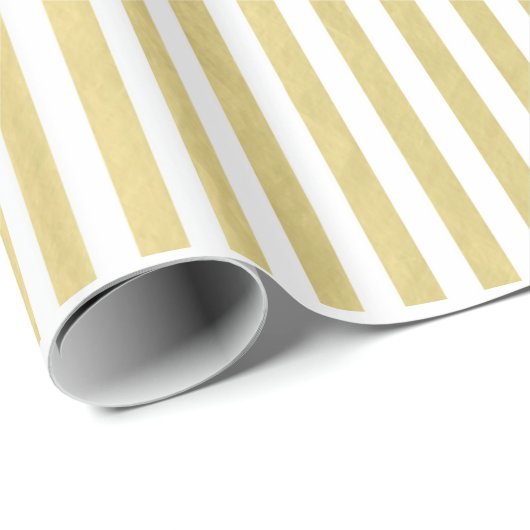 Gold Foil White Stripes Pattern Cadeaupapier (Rol Hoek)