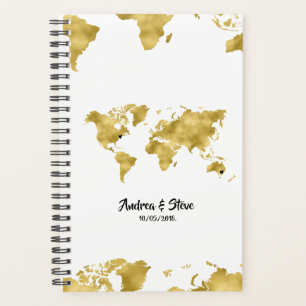 Gold Foil World Map avec des coeurs amovibles coup