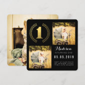 Gold Foil Wreath 1er anniversaire Cartes photos (Devant / Derrière)
