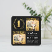 Gold Foil Wreath 1er anniversaire Cartes photos (Debout devant)