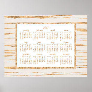 Gold Foil Yarly Calendar 2017 Poster