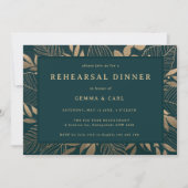 Gold Foliage Green Rehearer Dîner Invitation (Devant)