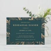 Gold Foliage Green Rehearer Dîner Invitation (Debout devant)