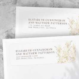 Gold Foliage Modern Wedding Return Address Etiket