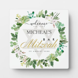 GOLD FOLIAGE WREATH STAR BAR BAT MITZVAH WELCOME FOTOPLAAT