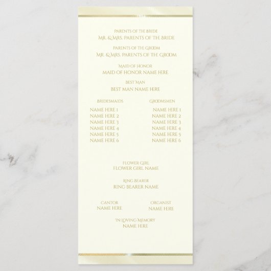 Gold Foliage Wreath Wedding Programme (Dos)
