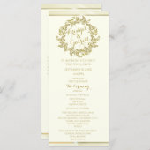 Gold Foliage Wreath Wedding Programme (Devant / Derrière)
