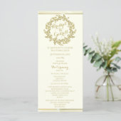 Gold Foliage Wreath Wedding Programme (Debout devant)