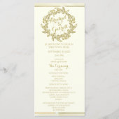 Gold Foliage Wreath Wedding Programme (Devant)