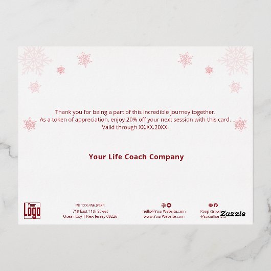 Gold Folie Accents Snowflakes Foto Vakantie Kaart (Achterkant)