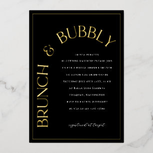 Gold Folie Brunch & Bubbly Bruids Douche Uitnodigi Folie Uitnodiging