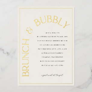 Gold Folie Brunch & Bubbly Bruids Douche Uitnodigi Uitnodiging