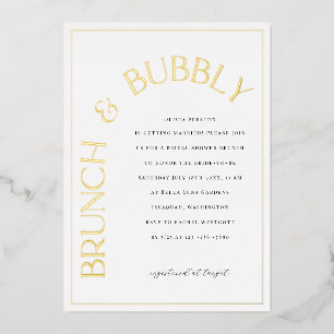 Gold Folie Brunch & Bubbly Bruids Douche Uitnodigi Uitnodiging