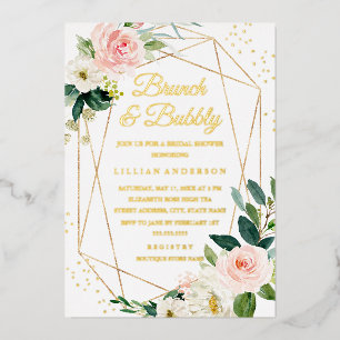 GOLD FOLIE Brunch En Bubbels Bruidsfeest Uitnodiging