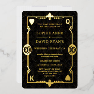GOLD FOLIE Casino Night Las Vegas Poker Bruiloft  Uitnodiging