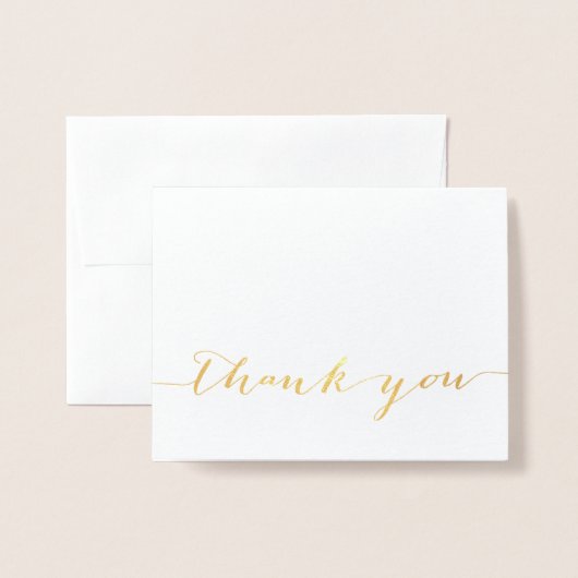 Gold Folie Eenvoudig Script Trouwen Dank u Foto Folie Kaarten (Voorkant met envelop)