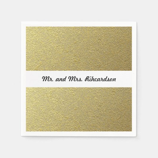 Gold Folie Effect bruiloft Servetten (Voorkant)