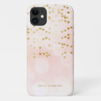 Gold Folie Hart Confetti Roze Bokeh Gepersonalisee