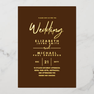 GOLD FOLIE Hete Chocolade Moderne All-in-1 Trouw Uitnodiging