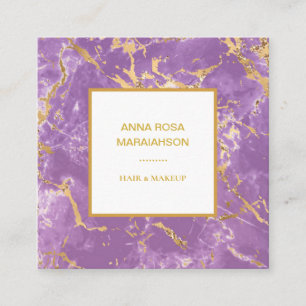 *~* Gold Folie Lavendel Marmer Modern Luxe Girly Vierkante Visitekaartje