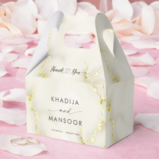 Gold Folie Marmeren Textuur Trouwen Dank u Bedankdoosjes (Huwelijk)