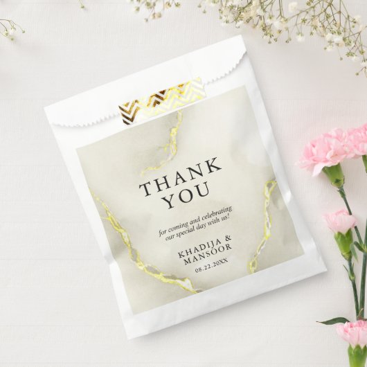 Gold Folie Marmeren Textuur Trouwen Dank u Bedankzakje (Gezegeld)