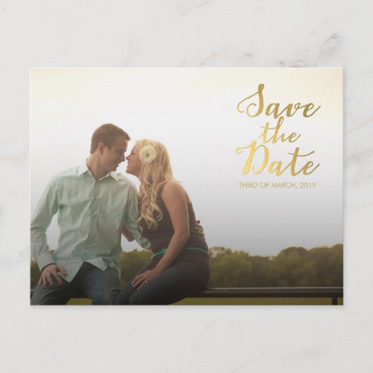 Gold Folie Save the Date Typography Aankondiging (Voorkant)
