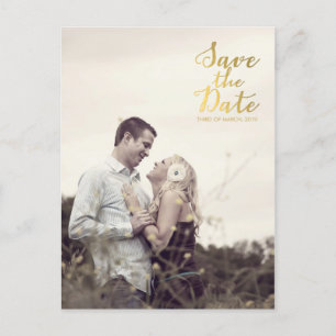 Gold Folie Save the Date Typography Aankondiging