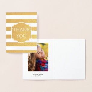 Gold Folie Stripes Afstuderen Dank u Foto Kaarten