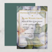 Gold Fonts, Ivory Magnolias Wedding Kaart (Voorkant / Achterkant)