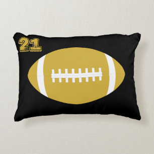 Gold Football Player Custom Jersey Number/Letters Accent Kussen