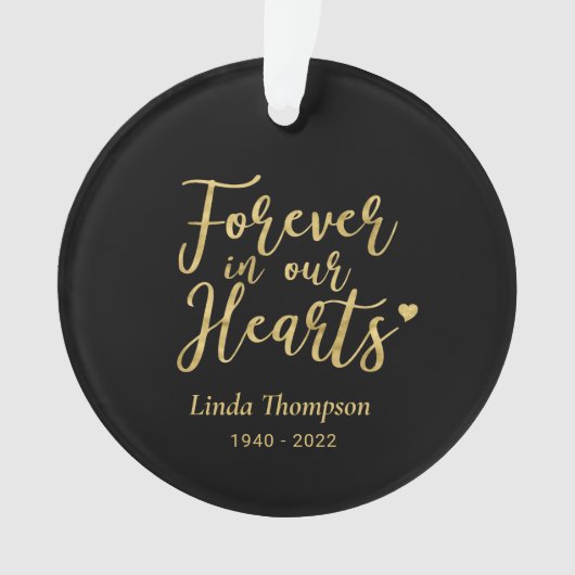 Gold Forever in ons hart Memorial Foto Ornament (voorkant)