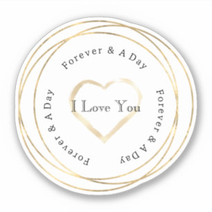 Gold Forever Love Heart Wedding Sticker