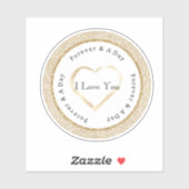 Gold Forever Love Heart Wedding Sticker (Vel)