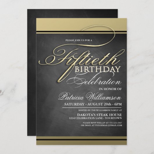 Gold Formal 50e anniversaire Invitations (Devant / Derrière)