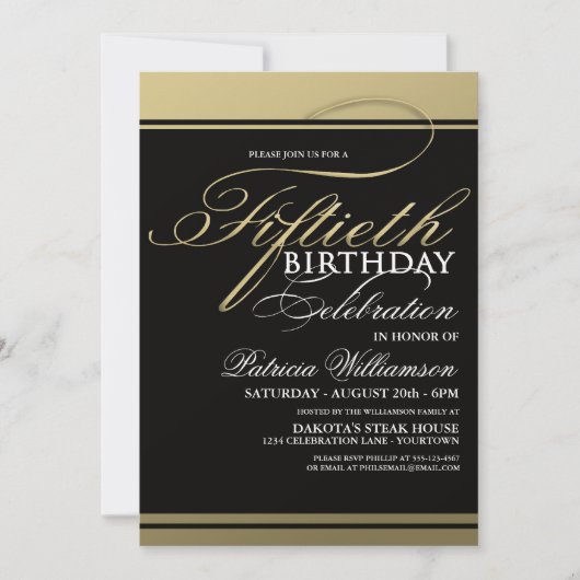 Gold Formal 50e anniversaire Invitations (Devant)