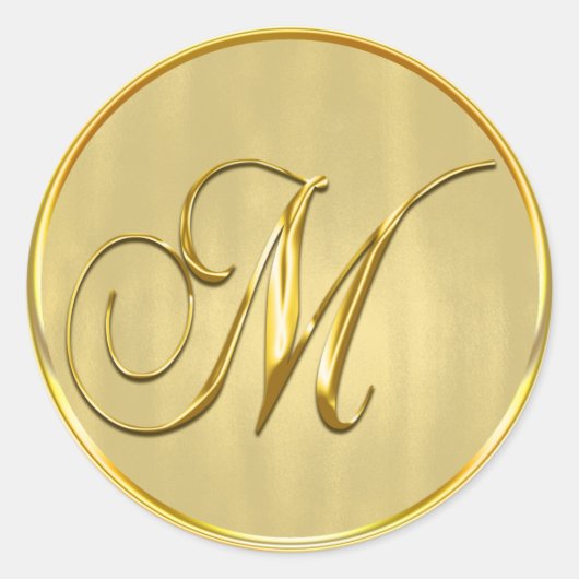Gold Formal Wedding Monogram M Seal Uitnodiging Ronde Sticker (Voorkant)